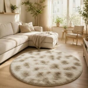 Alfombra piel de mono redonda beige