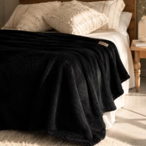 Manta plush teddy negro en rollo paris 2 1/2